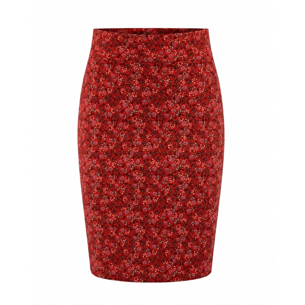 LuLaRoe Cassie Pencil Skirt Womens Medium Red Floral Excellent Condition Stretch